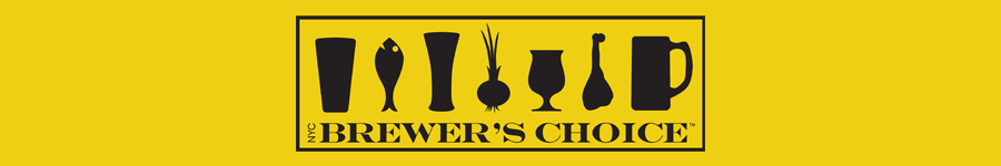 NYC Brewer's Choice event logo with beer glass silhouettes on yellow background, circa 2010