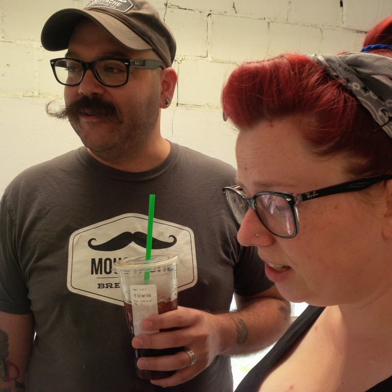 Matthew and Lauri Pitz of Moustache Brewing before the Long Island show taping.