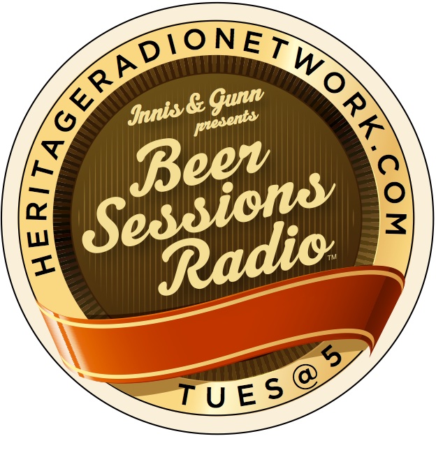 Heritage Radio Network Beer Sessions Radio logo, Innis & Gunn presents, Tuesdays at 5