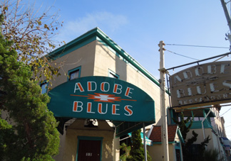 Adobe Blues bar storefront with green awning, Staten Island, circa 2012