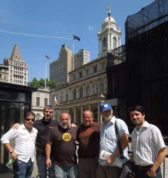 Good Beer Seal bar owners at NYC City Hall for Mayor Bloomberg's 2012 July is Good Beer Month proclamation